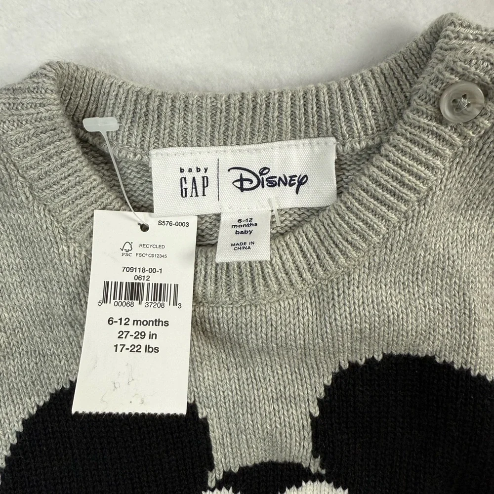 New GAP x Disney‎ Mickey Mouse Gray and Black Sweater  Romper - size 6-12m